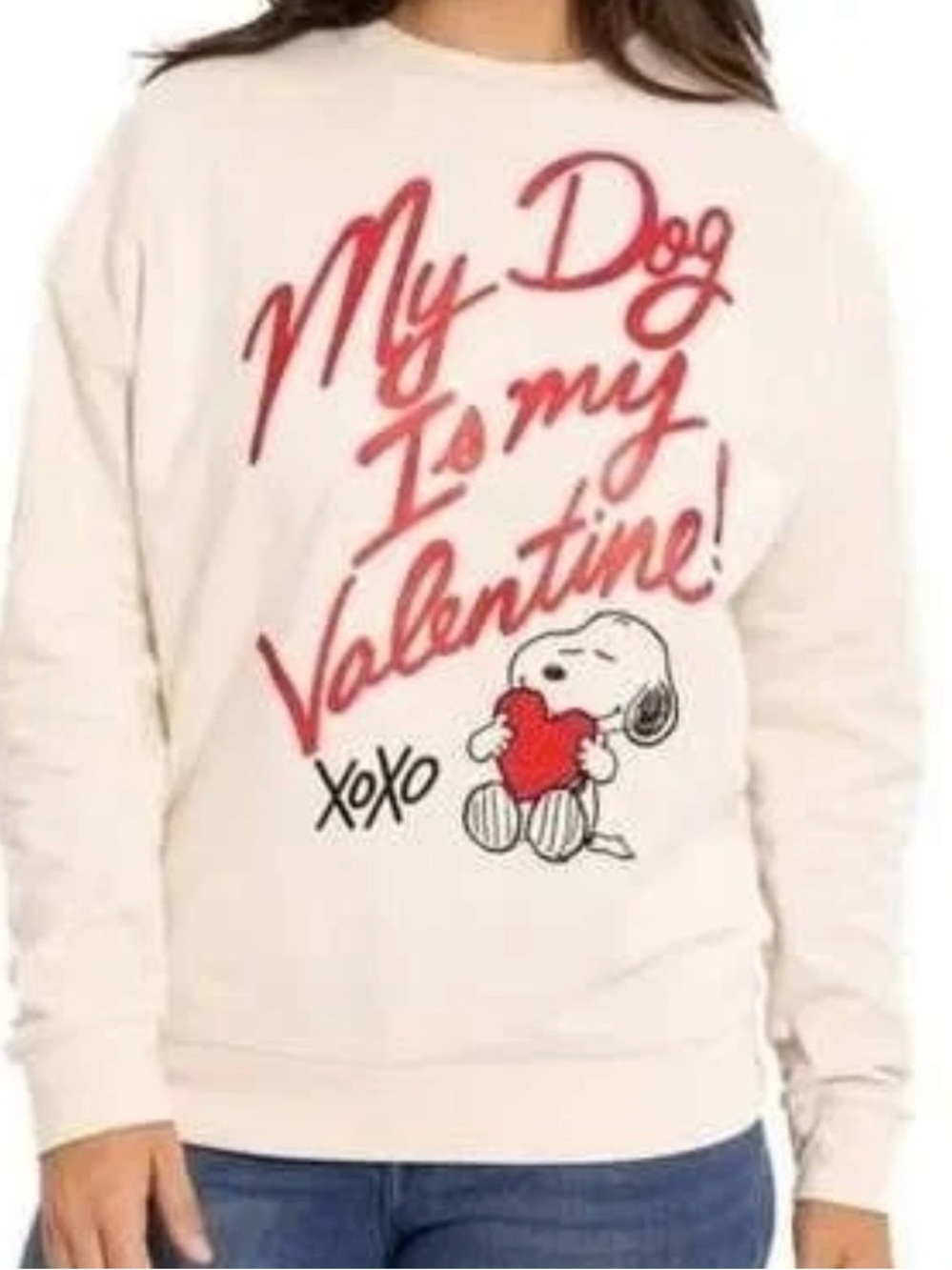 Women's Cream 'My Dog is My Valentine' Graphic Sweatshirt